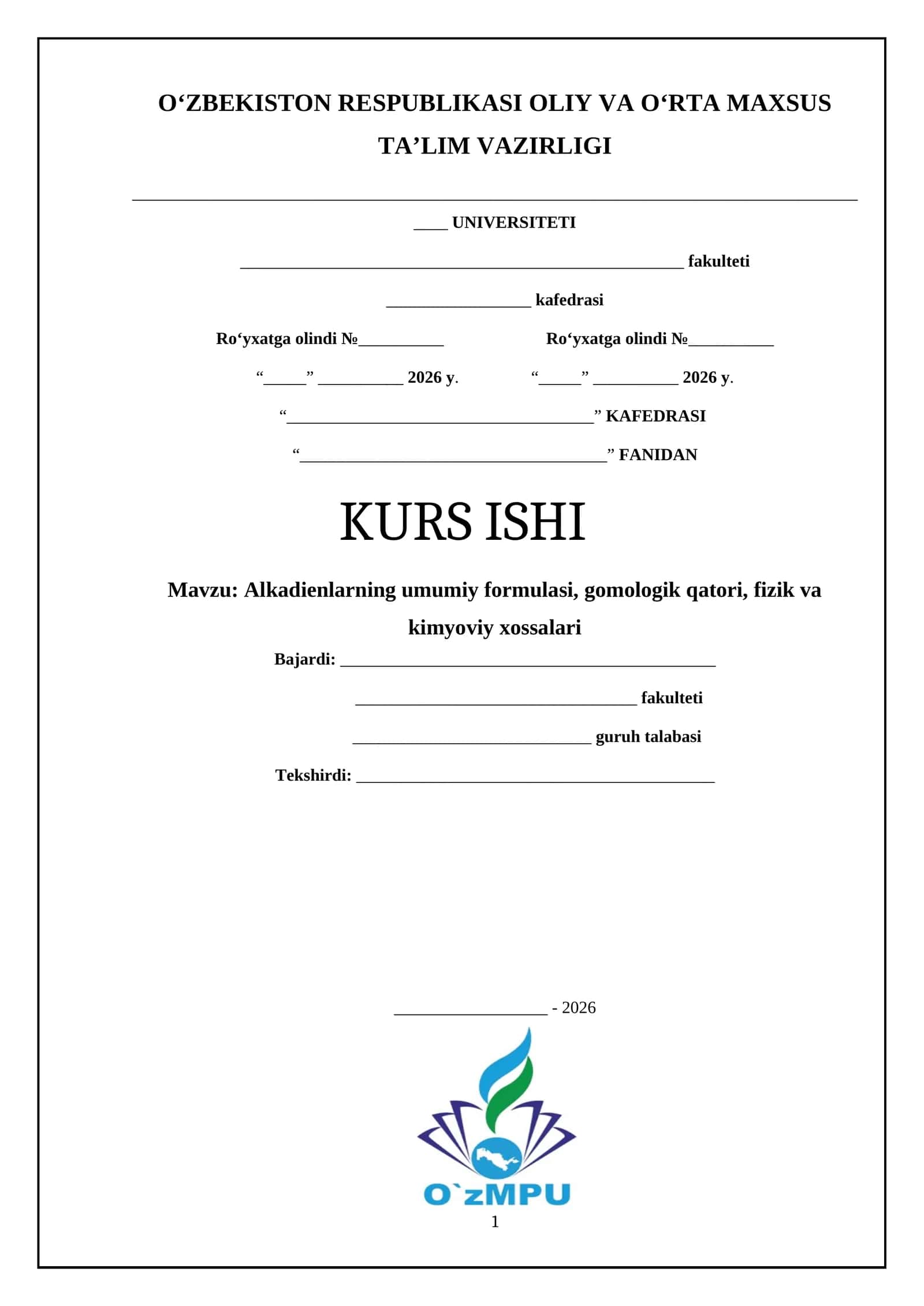 alkadiyenlar olinishi kurs ishi 1