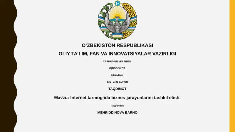Internetda biznes-jarayonlarini tashkil etish