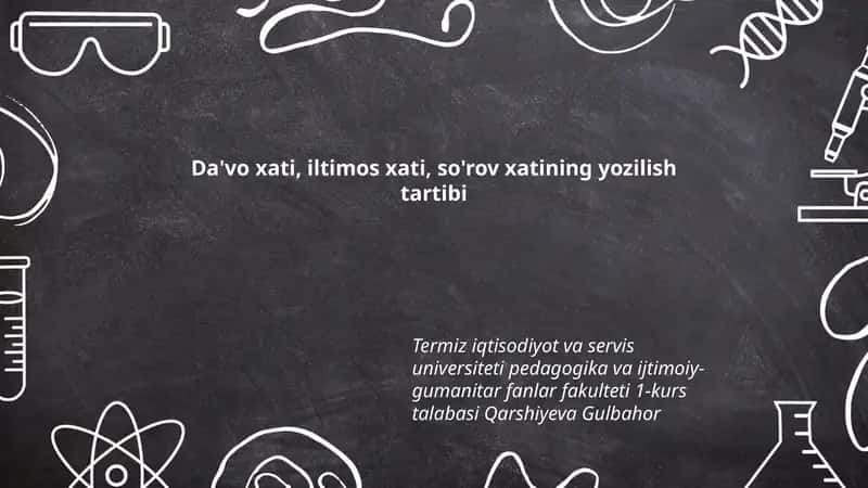 Da'vo xati, iltimos xati, so'rov xatining yozilish tartibi 1