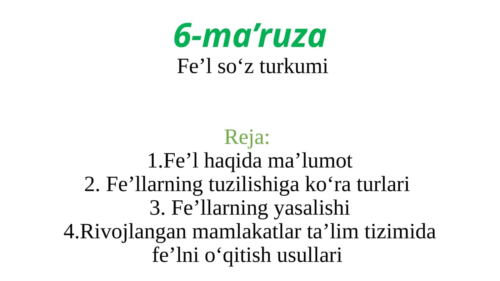 Fe’l so‘z turkumi 1