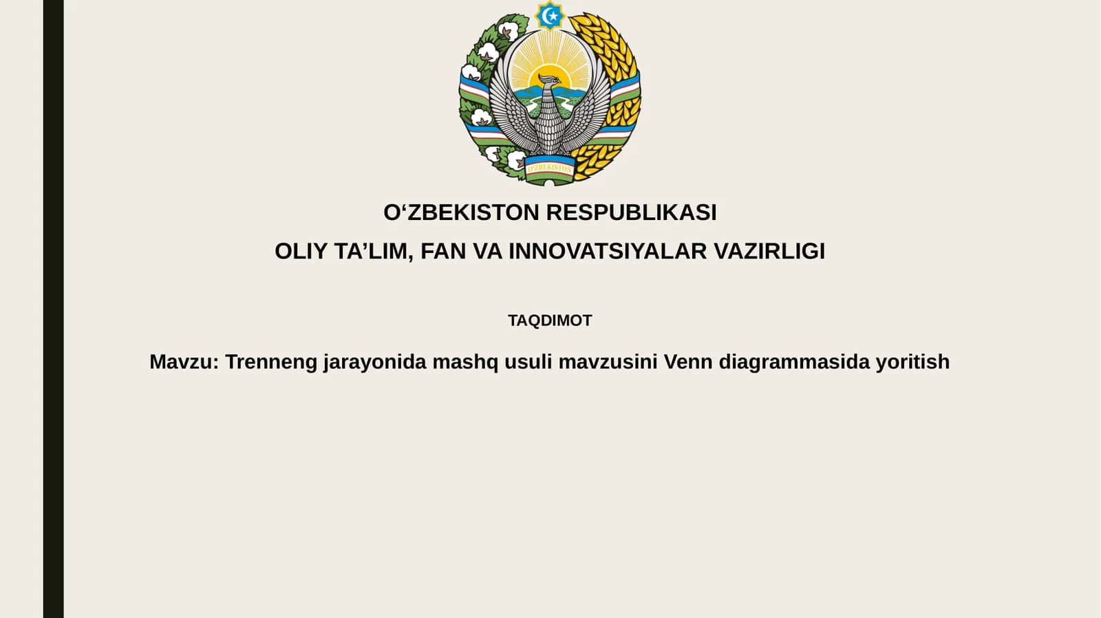 Trening jarayonida mashq usulimavzusini Venn diogrammasida yoritish 1
