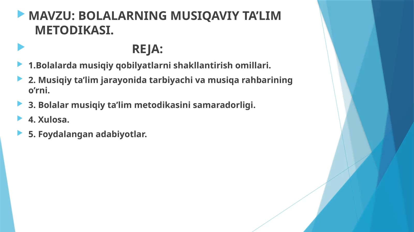BOLALARNING MUSIQAVIY TA’LIM METODIKASI 1