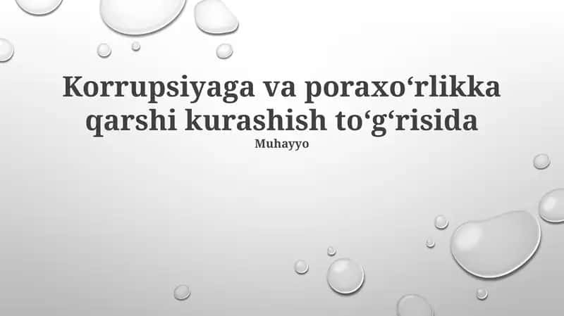Korrupsiyaga va poraxoʻrlikka qarshi kurashish toʻgʻrisida 1