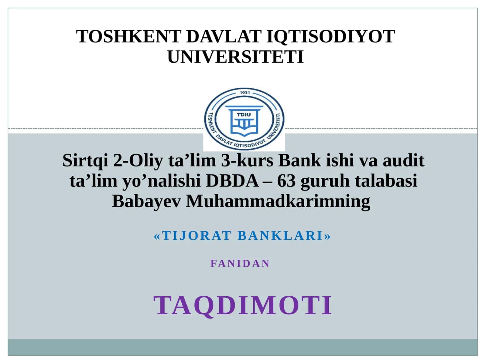 Banklarning xizmat turlari 1