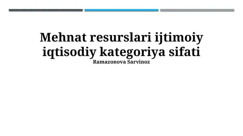 Mehnat Resurslari: Ijtimoiy-Iqtisodiy Toifa Sifatida 1
