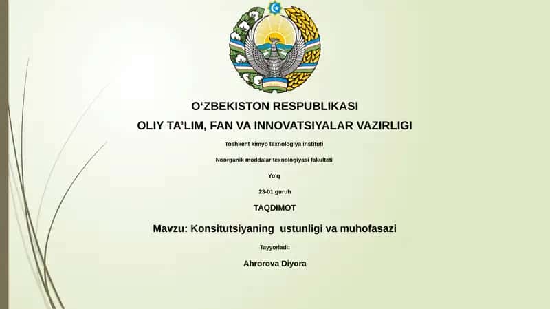 Konsitutsiyaning ustunligi va muhofasazi 1