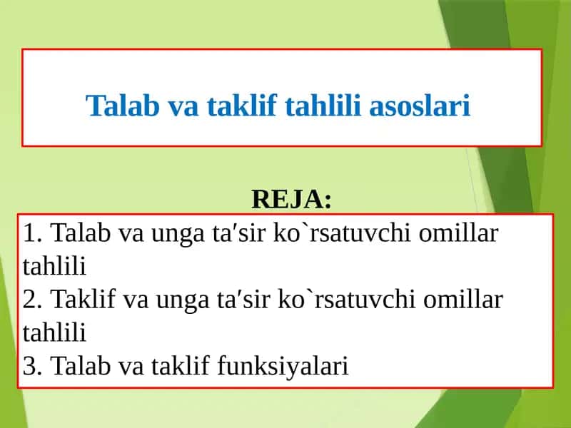 Talab va taklif tahlili asoslari 1