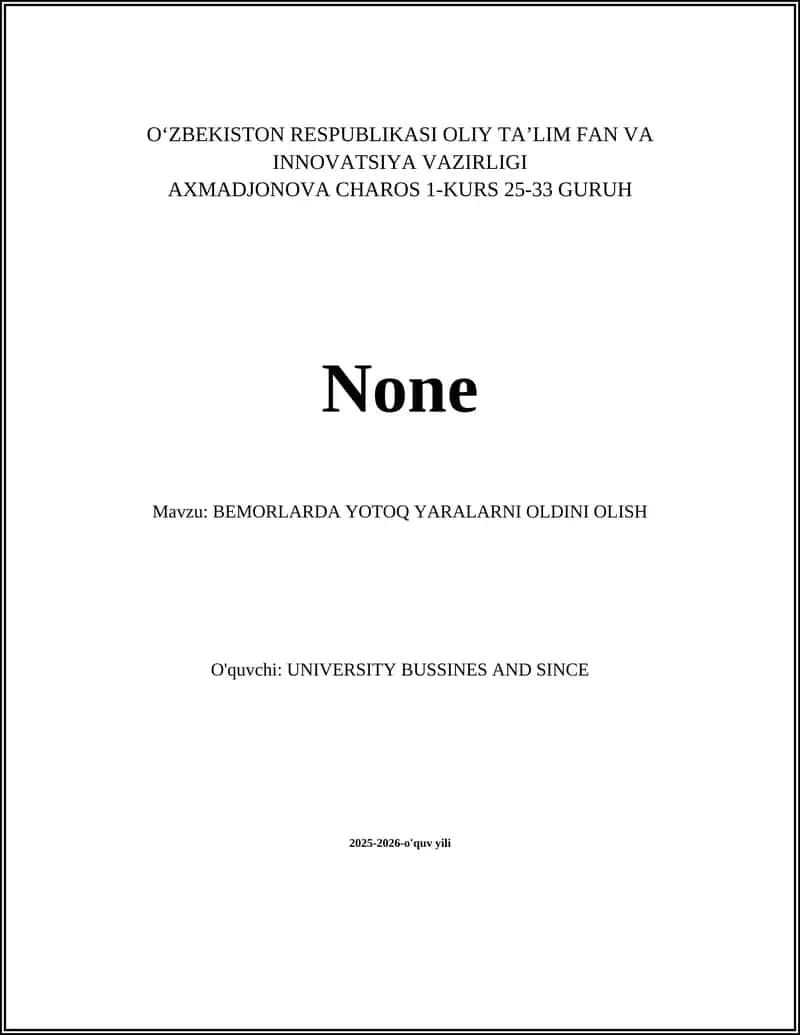 BEMORLARDA YOTOQ YARALARNI OLDINI OLISH 1