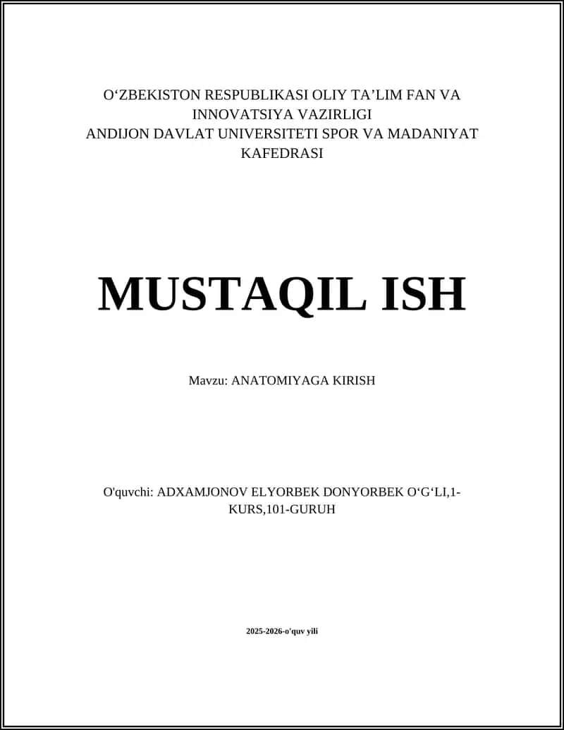 ANATOMIYAGA KIRISH 1