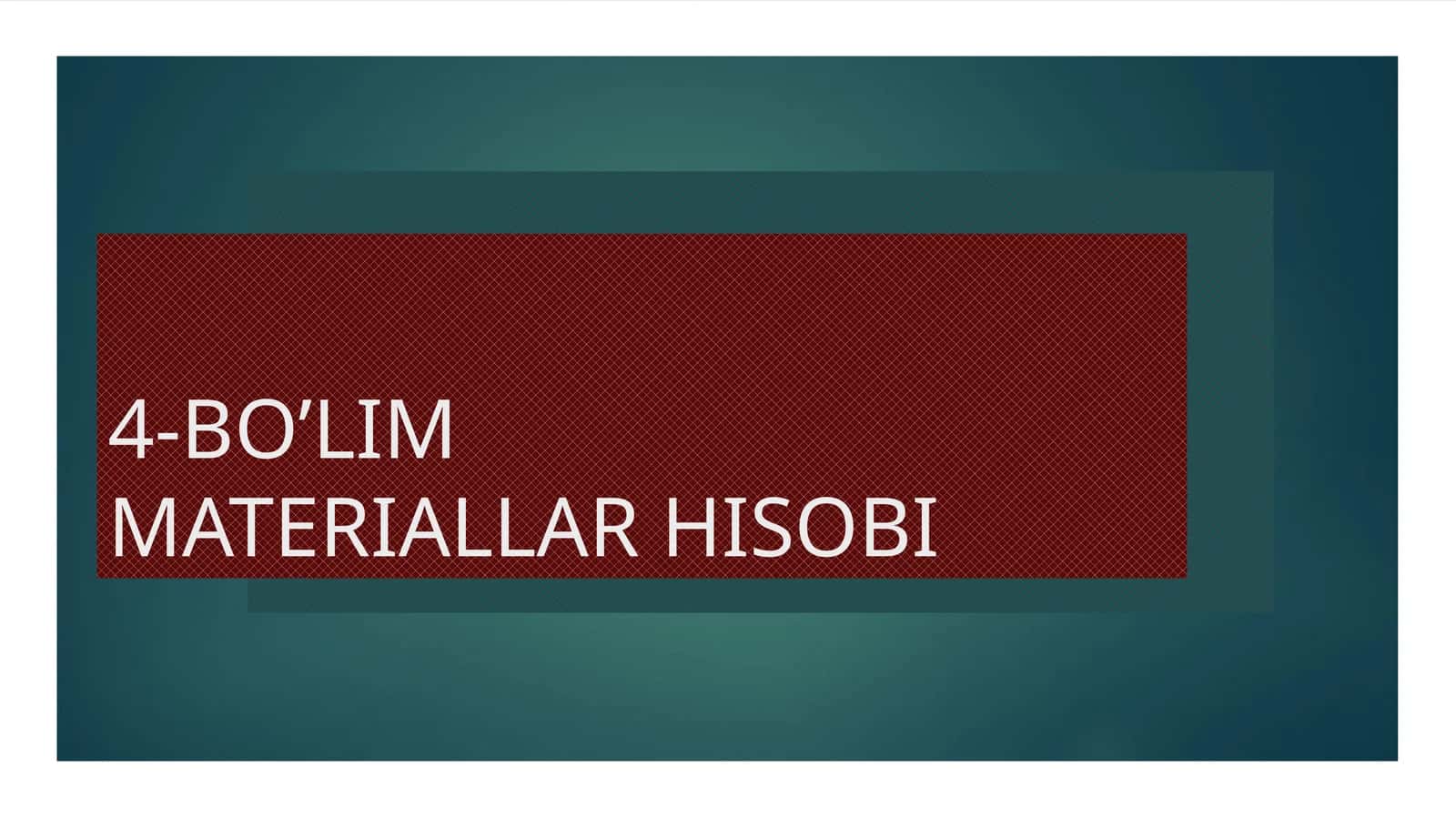 MATERIALLAR HISOBI 1