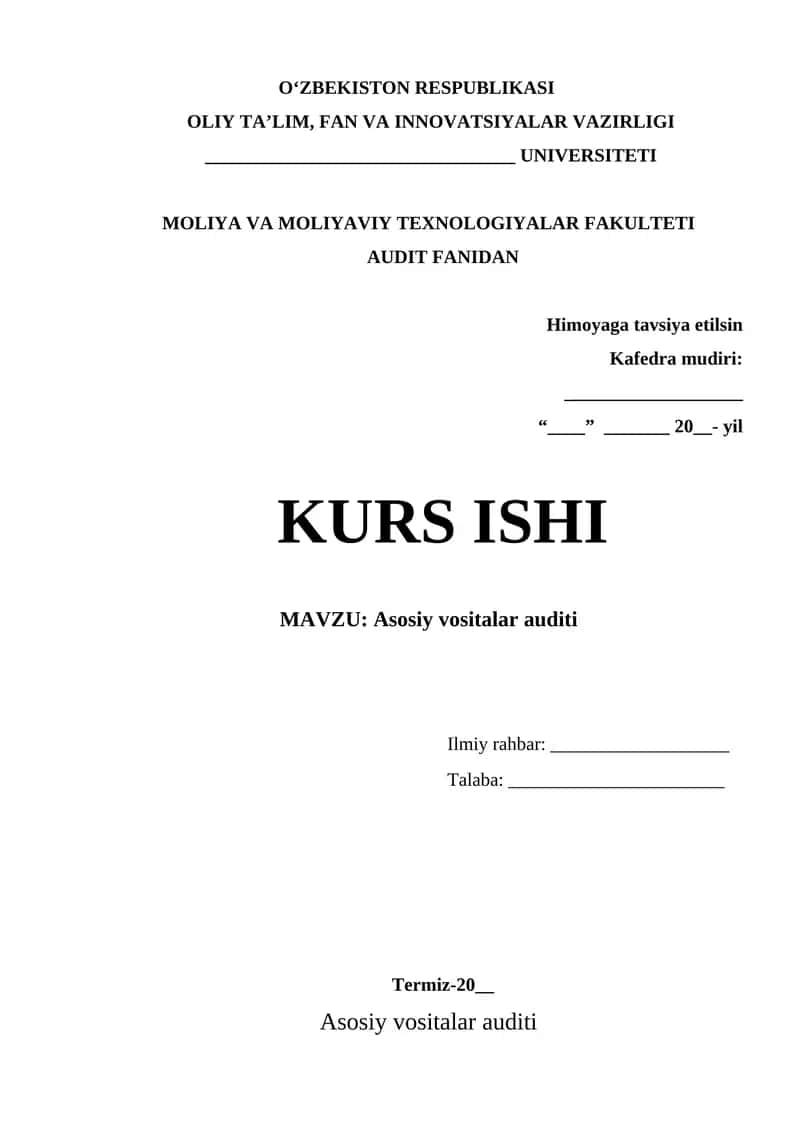 Asosiy vositalar auditi 1