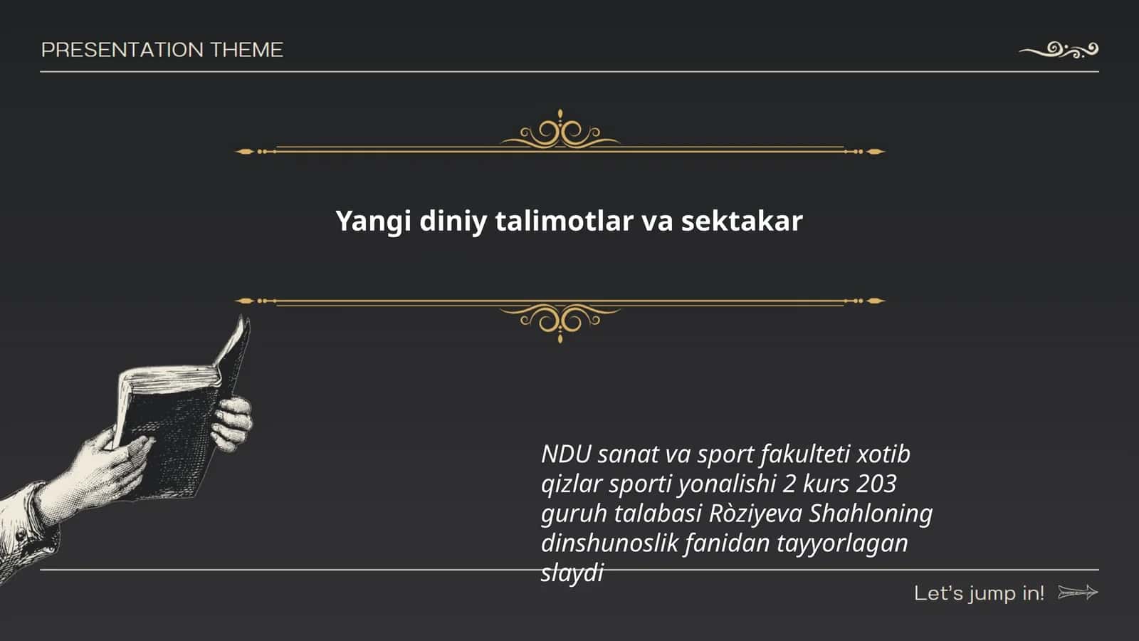 Ròziyeva Shahloning dinshunoslik fanidan tayyorlagan slayd 1