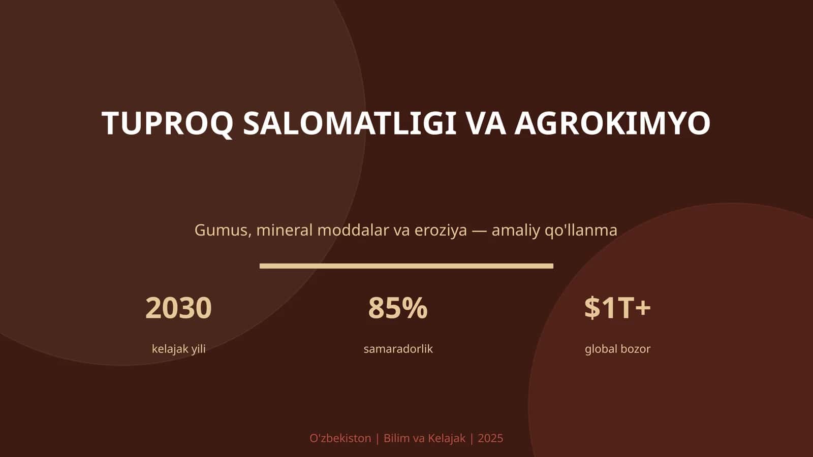 Tuproq Salomatligi va Agrokimyo 1