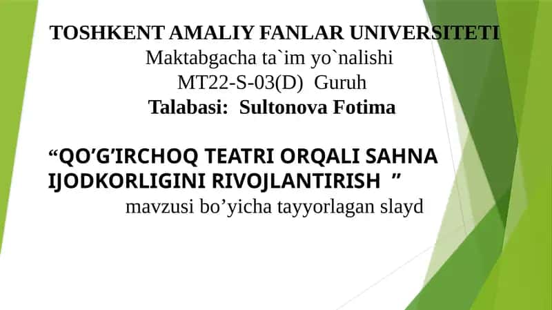 QO’G’IRCHOQ TEATRI ORQALI SAHNA IJODKORLIGINI RIVOJLANTIRISH 1
