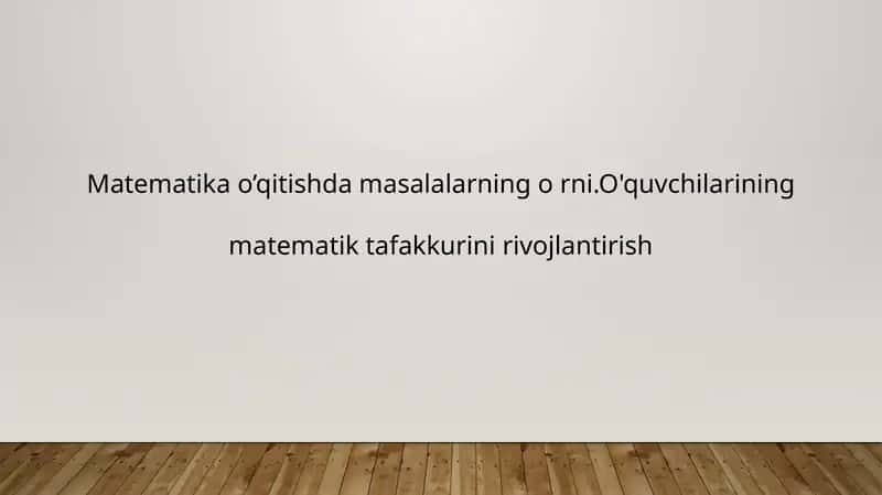 Matematika O'qitish Damasalari 1