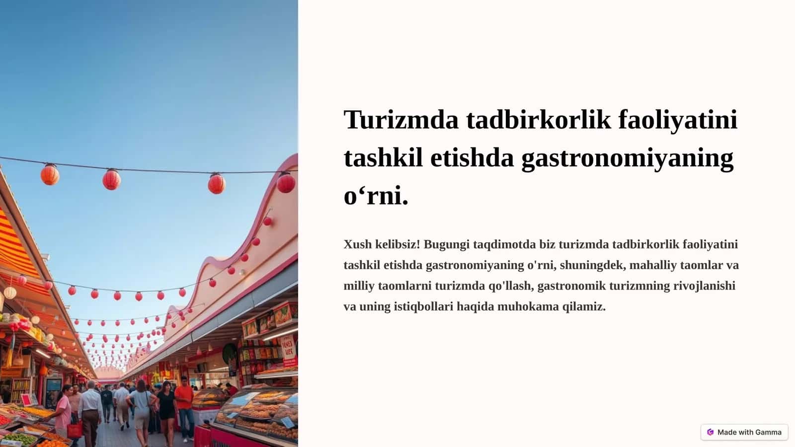 Gastronomiyaning Tushunchasi va Turizm Bilan Aloqadorligi 1