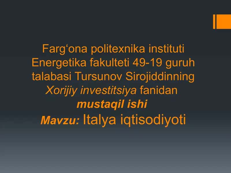 Italya iqtisodiyoti (mustaqil ish) 1