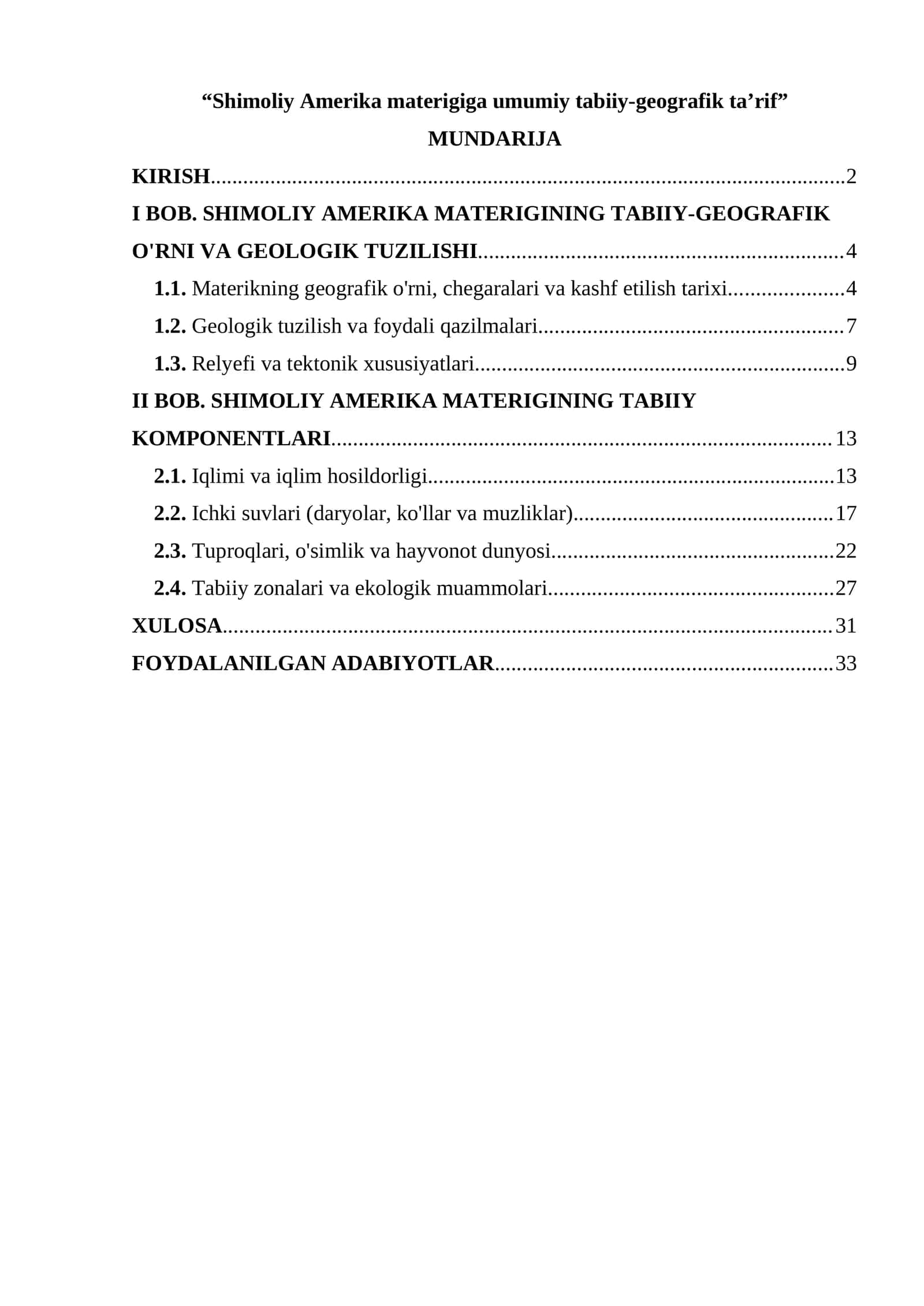 Shimoliy Amerika materigiga umumiy tabiiy-geografik ta’rif 1
