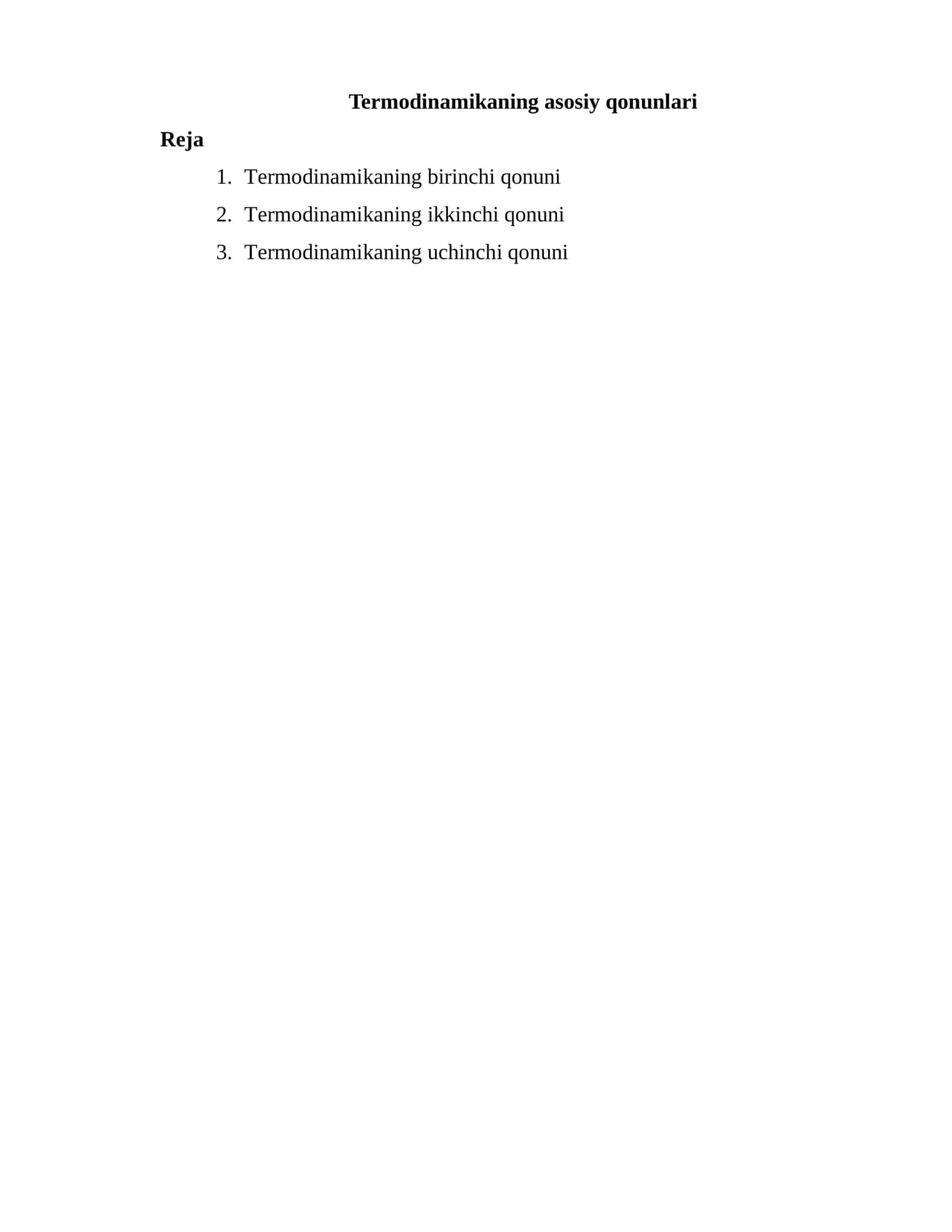 Termodinamikaning asosiy qonunlari 1