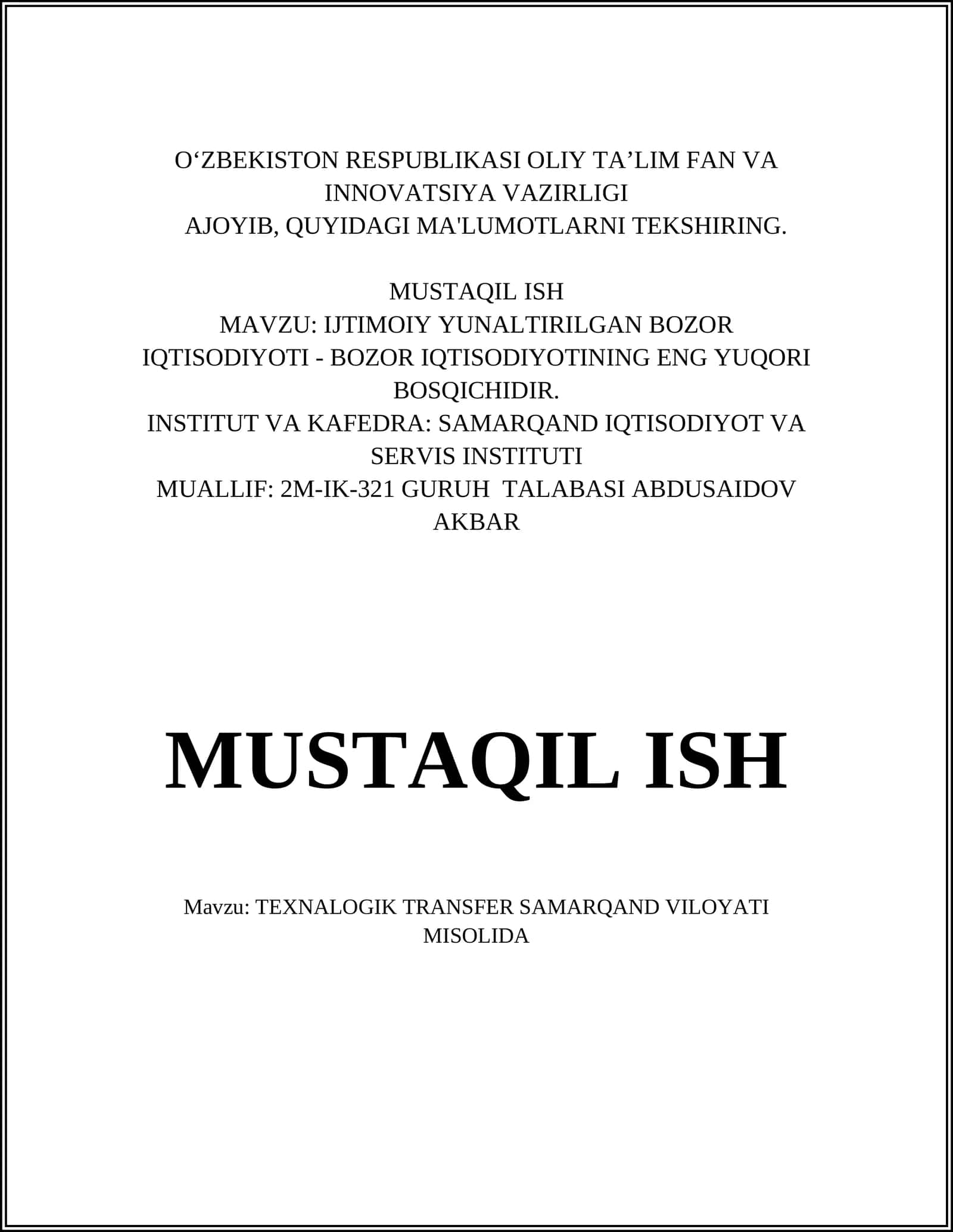 TEXNALOGIK TRANSFER SAMARQAND VILOYATI MISOLIDA 1