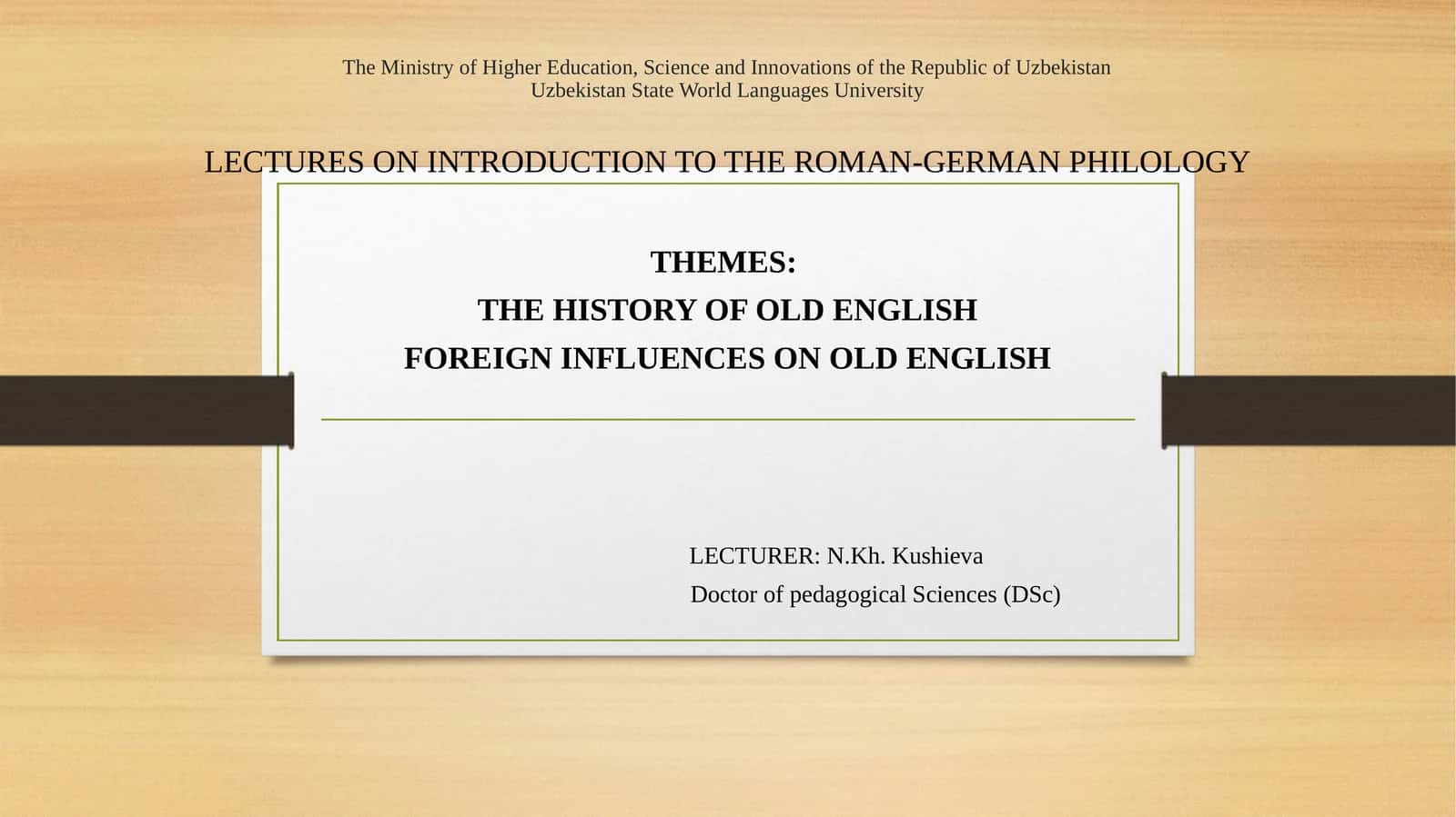 LECTURES ON INTRODUCTION TO THE ROMAN-GERMAN PHILOLOGY 1