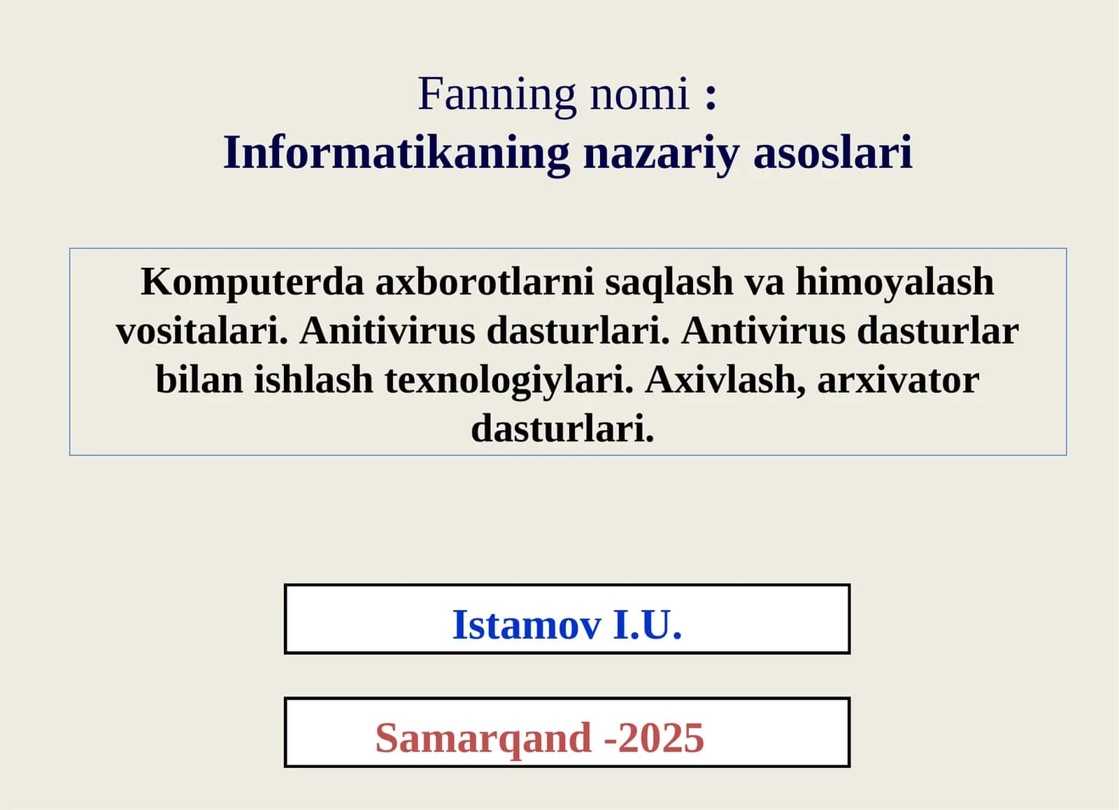 Informatikaning nazariy asoslari 1