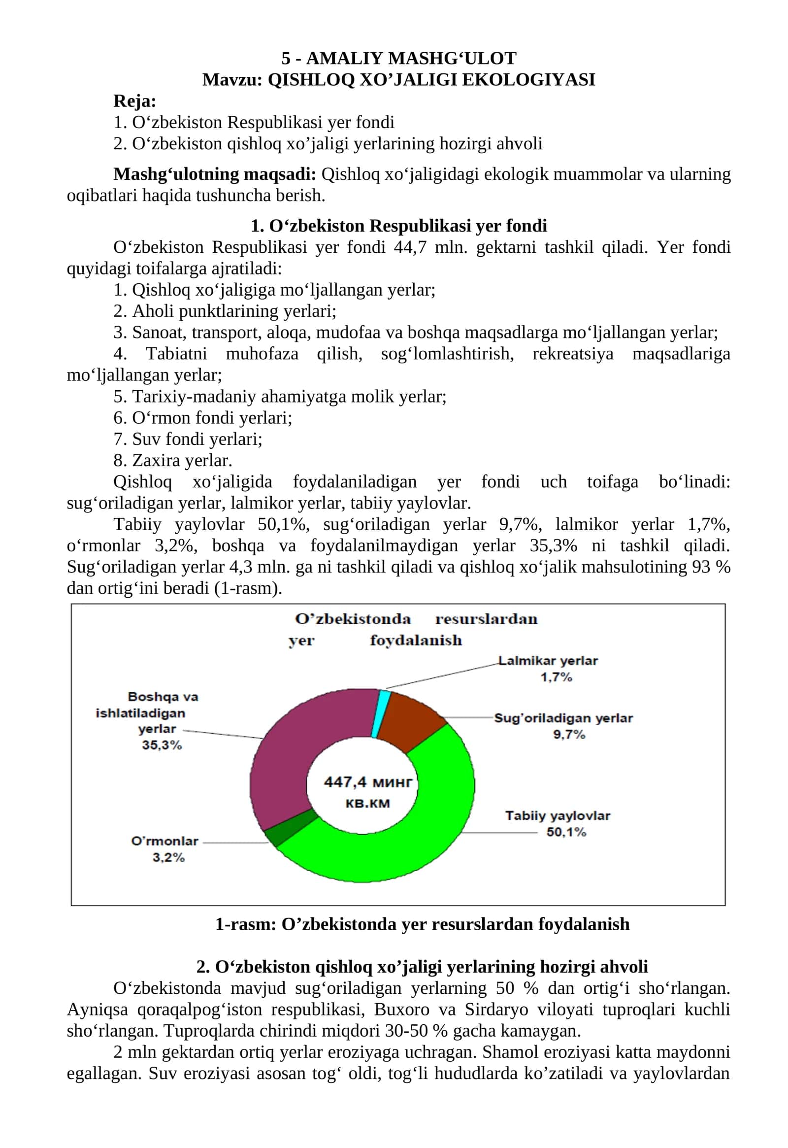 QISHLOQ XO’JALIGI EKOLOGIYASI 1