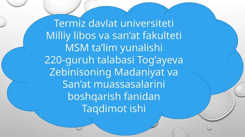 O’zbekistonda Madaniyat va san’at sohasiningTransformatsionJarayonlari 1