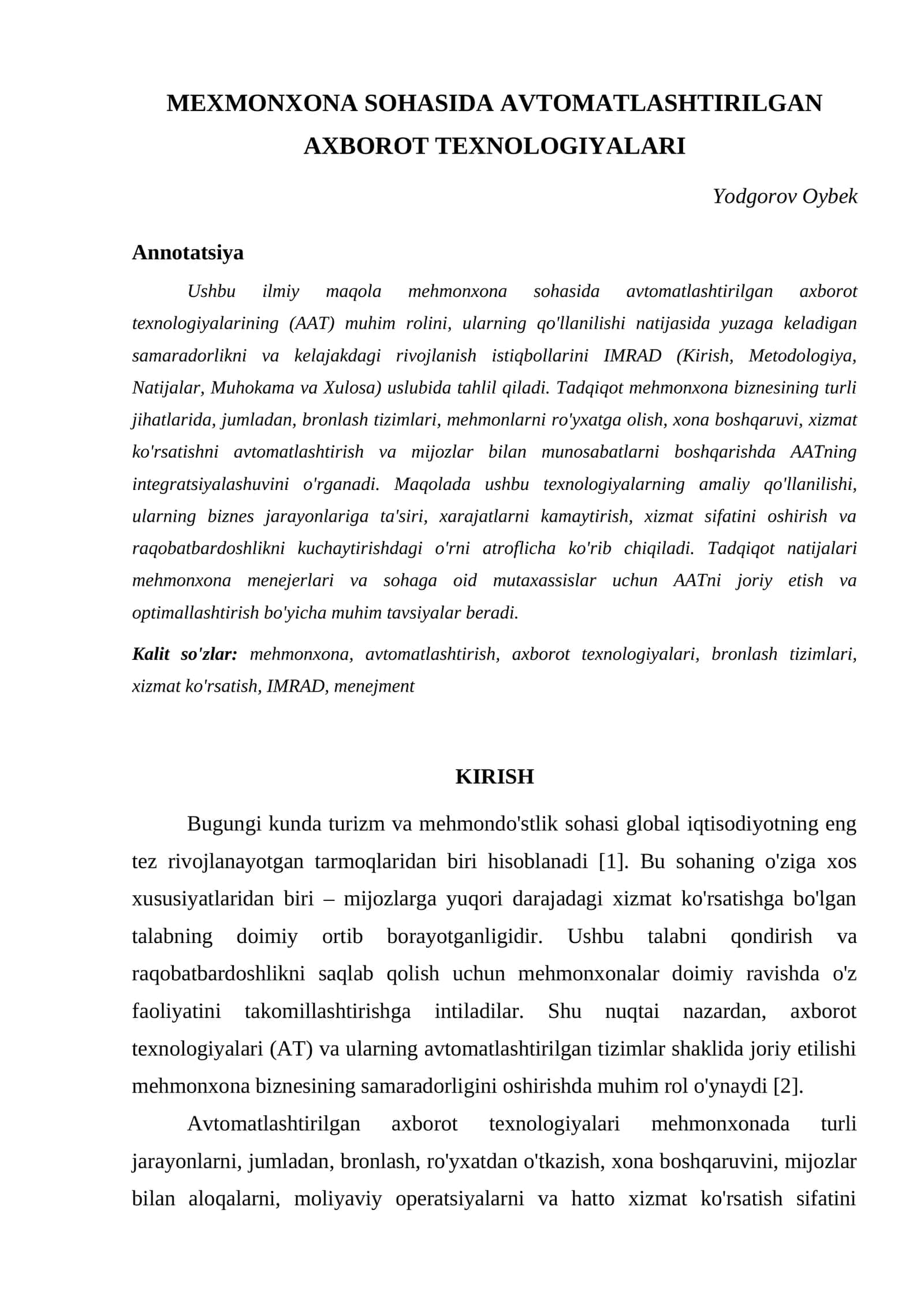 MEXMONXONA SOHASIDA AVTOMATLASHTIRILGAN AXBOROT TEXNOLOGIYALARI 1