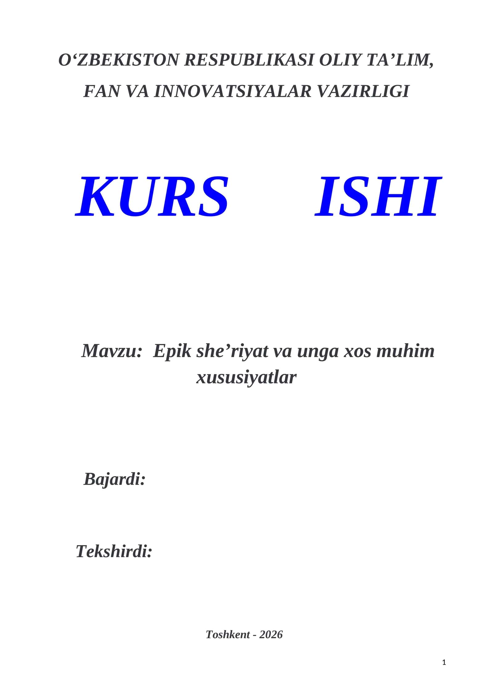 Epik sheʼriyat va unga xos muhim xususiyatlar 1