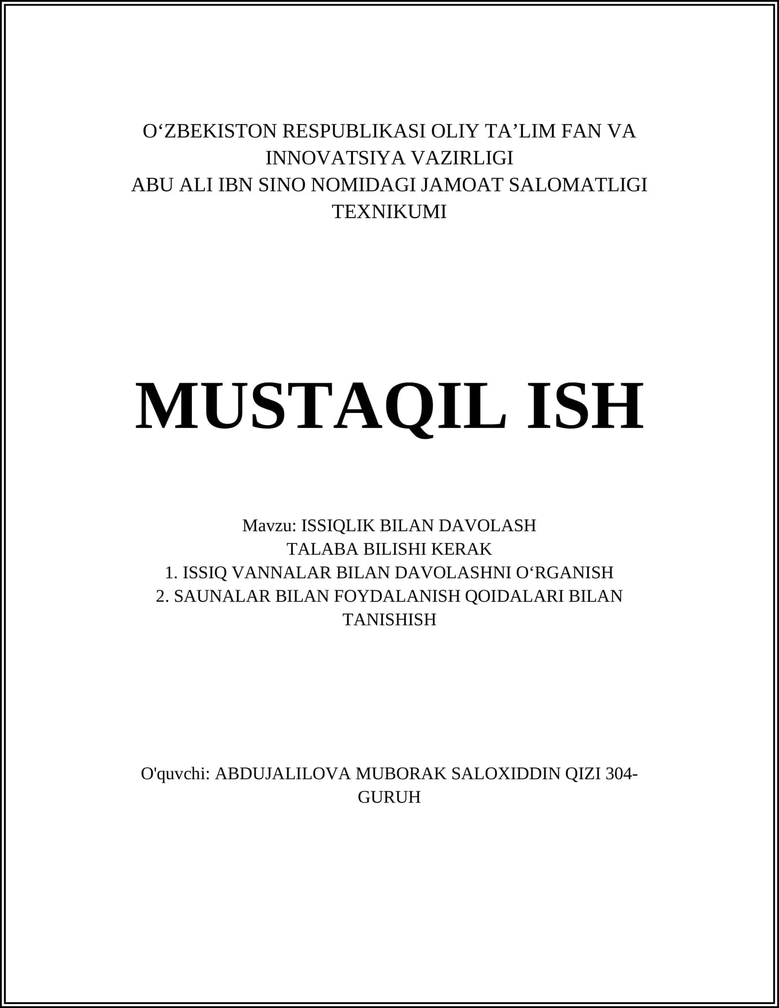 ISSIQLIK BILAN DAVOLASH 1