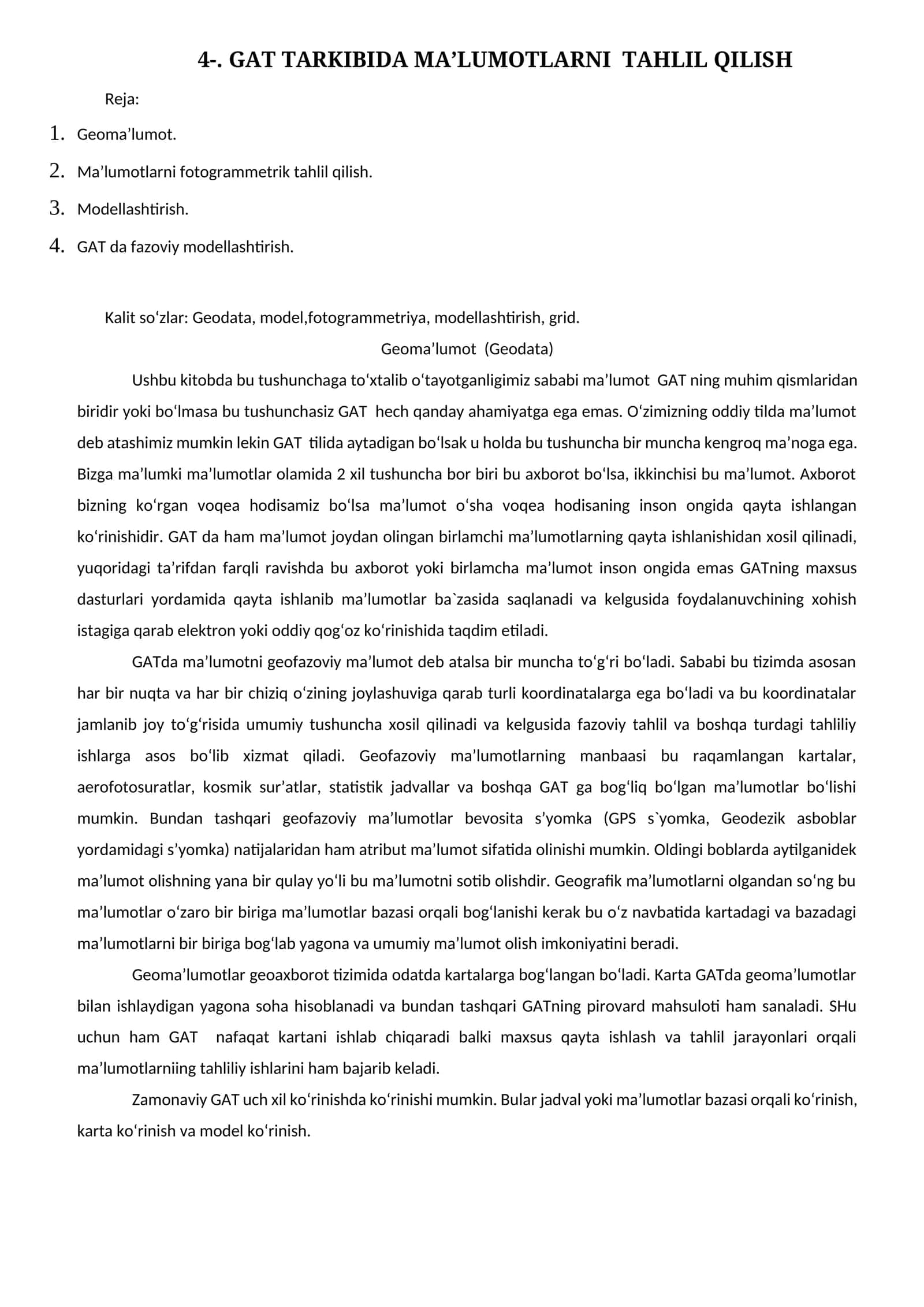 GAT TARKIBIDA MA’LUMOTLARNI TAHLIL QILISH 1