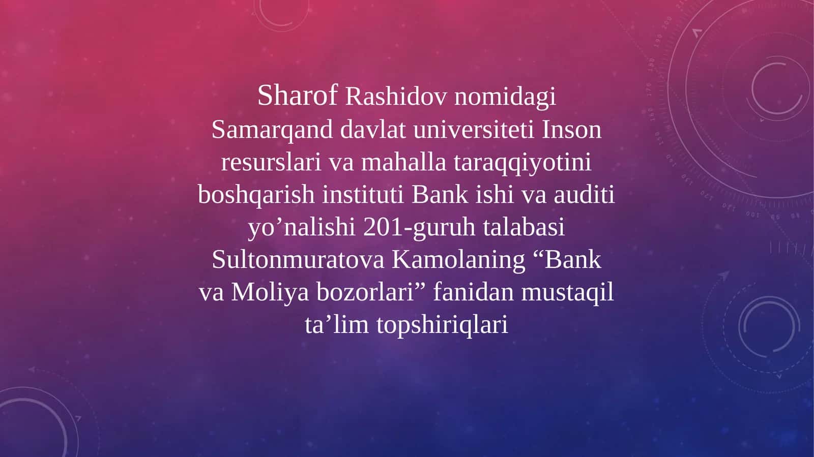 Jahon moliya bozorining zamonaviy tendensiyalari va muammolari 1