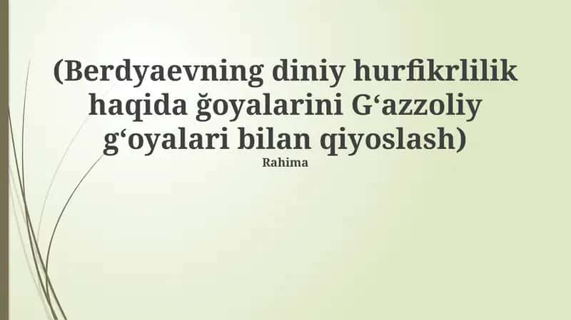 Diniy Erkin Fikrlash 1