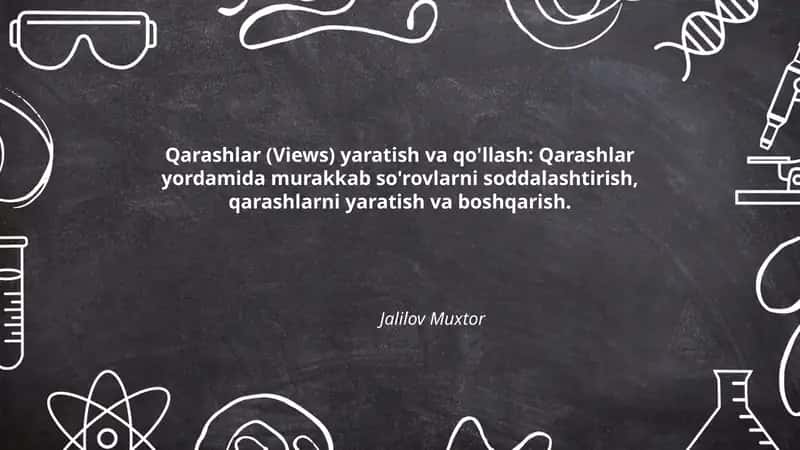 Qarashlar (Views) yaratish va qo'llash 1