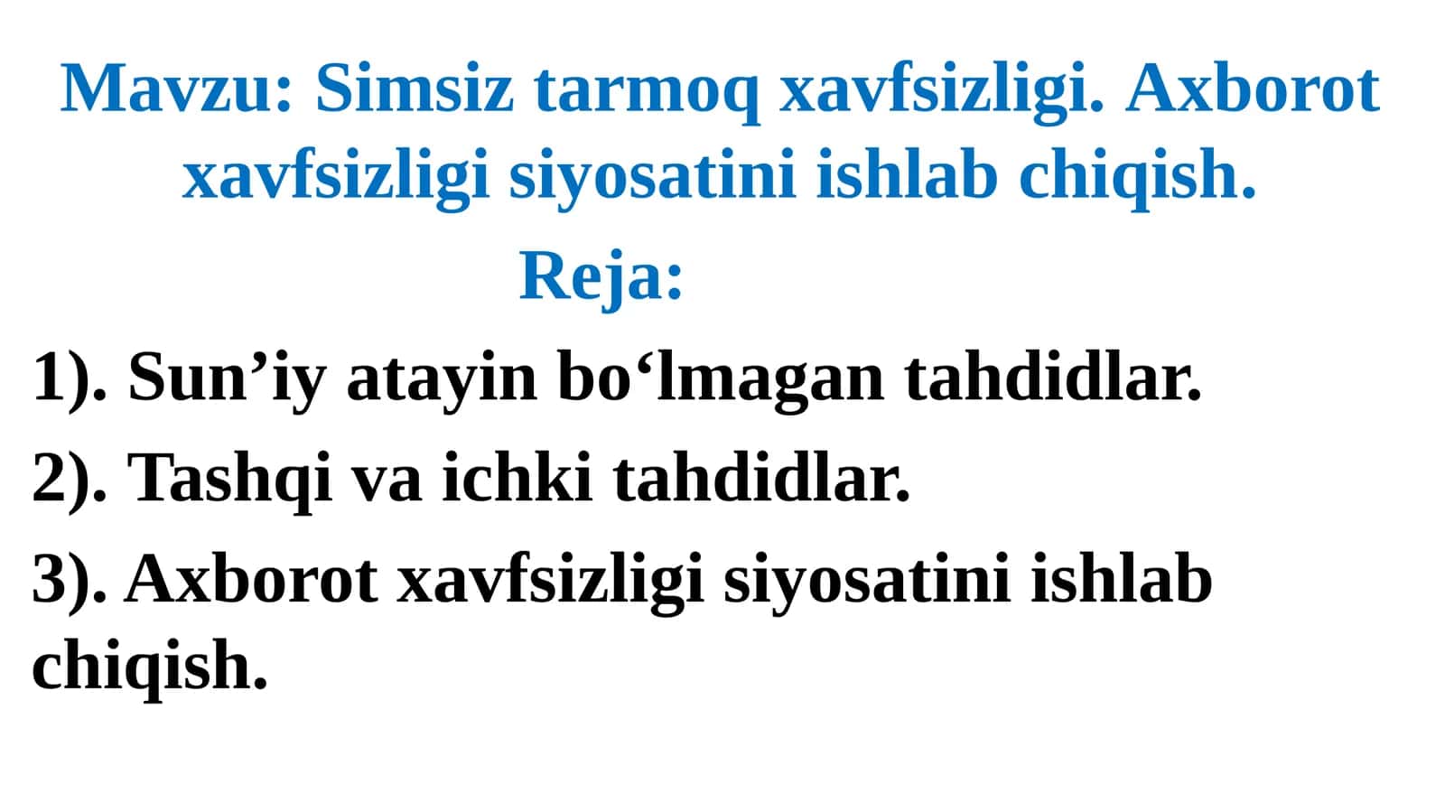Simsiz tarmoq xavfsizligi 1