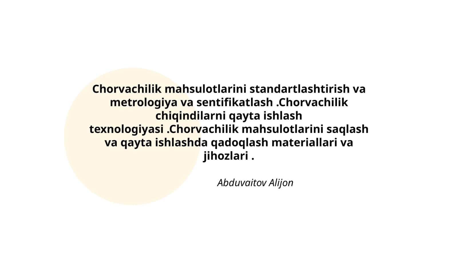 Chorvachilik mahsulotlarini standartlashtirish va metrologiya va sentifikatlash 1