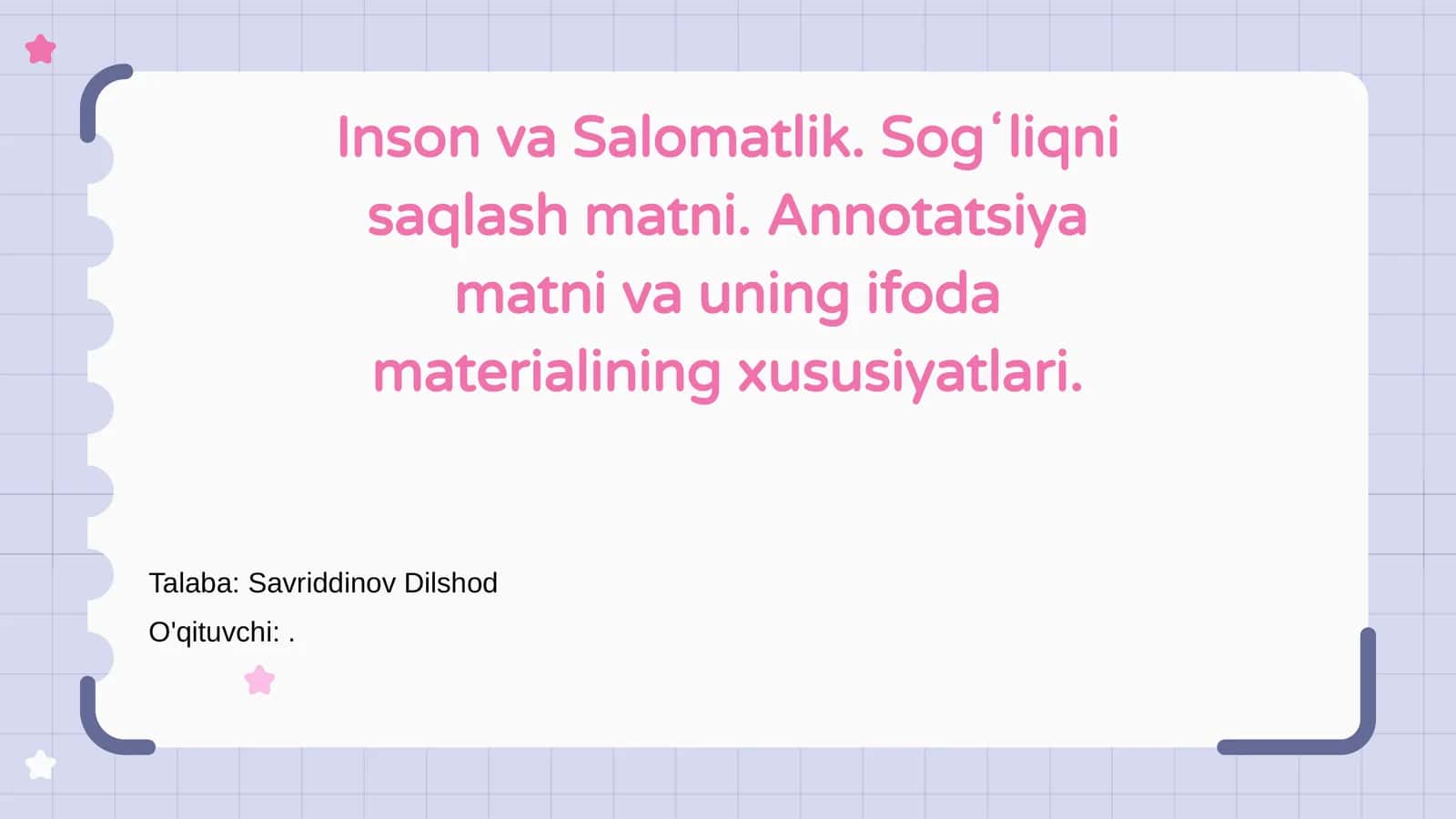 Inson va Salomatlik 1