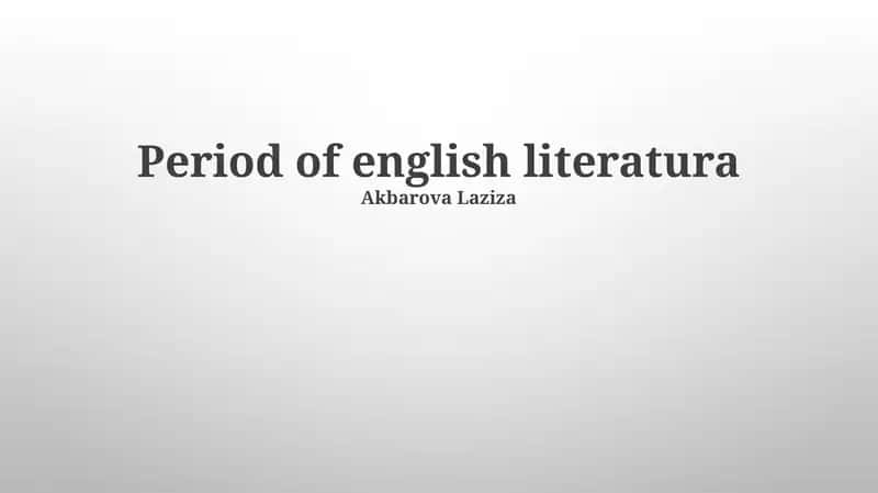 Period of English Literature 1
