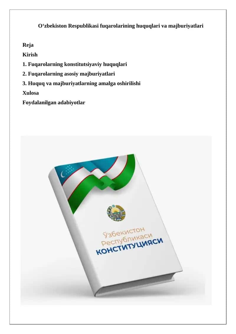 O‘zbekiston Respublikasi fuqarolarining huquqlari va majburiyatlari 1