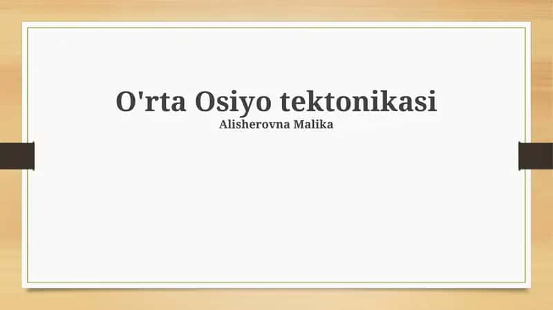 Markaziy Osiyo tektonikasi 1