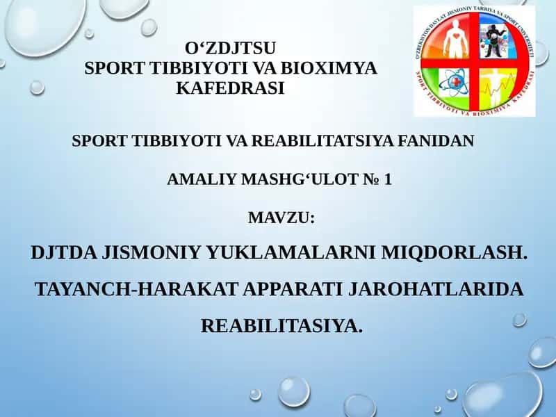 DJTDA JISMONIY YUKLAMALARNI MIQDORLASH 1