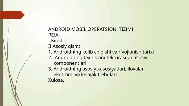 ANDROID MOBIL OPERATSION TIZIMI 1