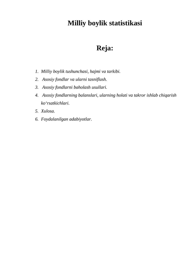Milliy boylik statistikasi 1