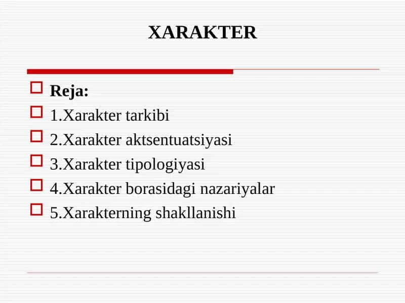 XARAKTER 1