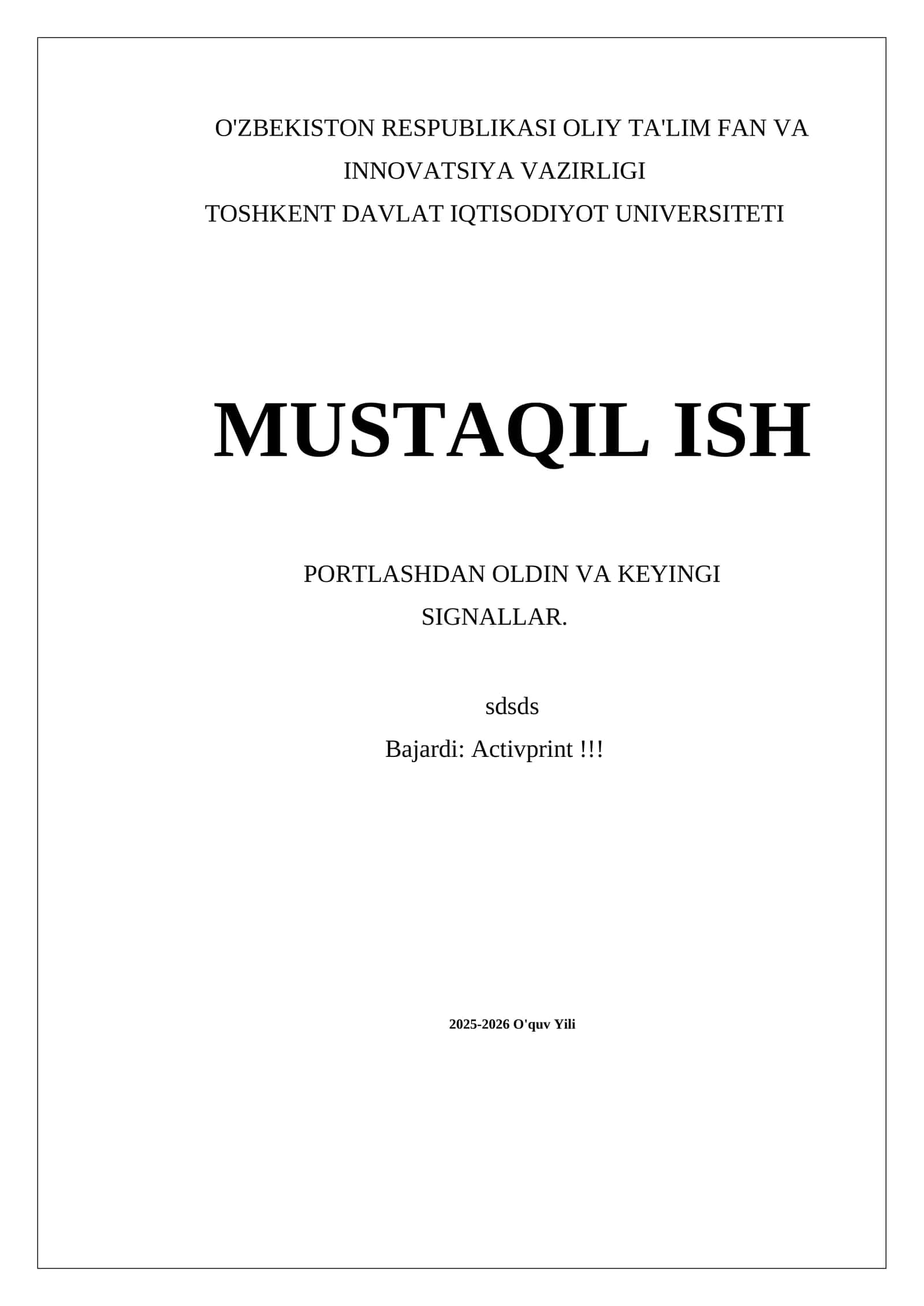 MUSTAQIL ISH PORTLASHDAN OLDIN VA KEYINGI SIGNALLAR 1