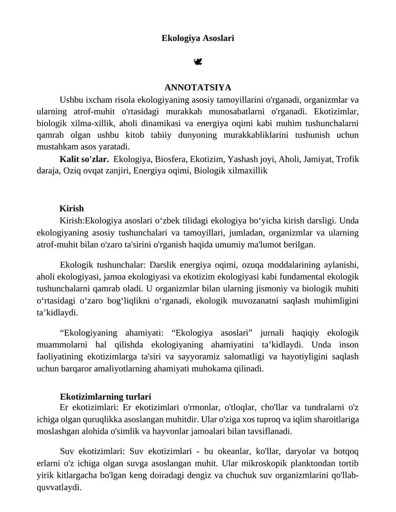 Ekologiya Asoslari 1