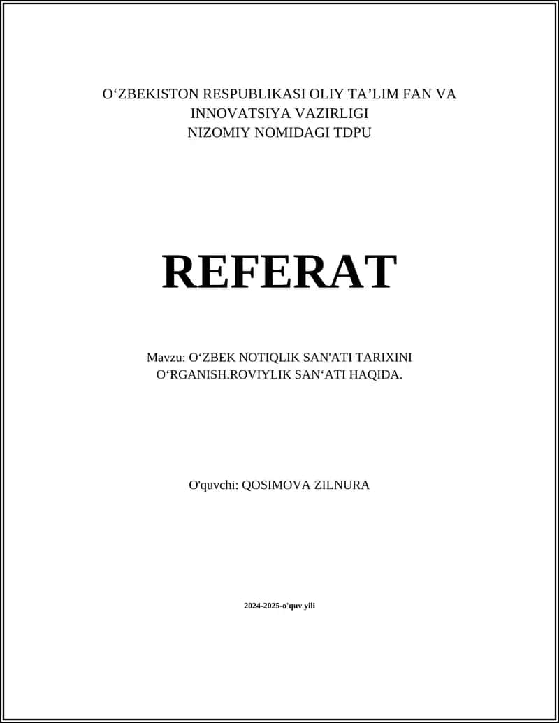 O‘ZBEK NOTIQLIK SAN'ATI TARIXINI O‘RGANISH.ROVIYLIK SAN‘ATI HAQIDA 1