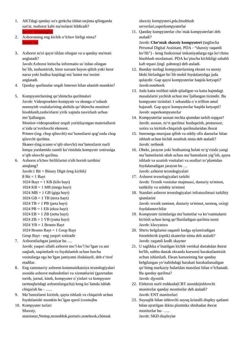 Kompyuterlarning qo‘shimcha qurilmalari 1