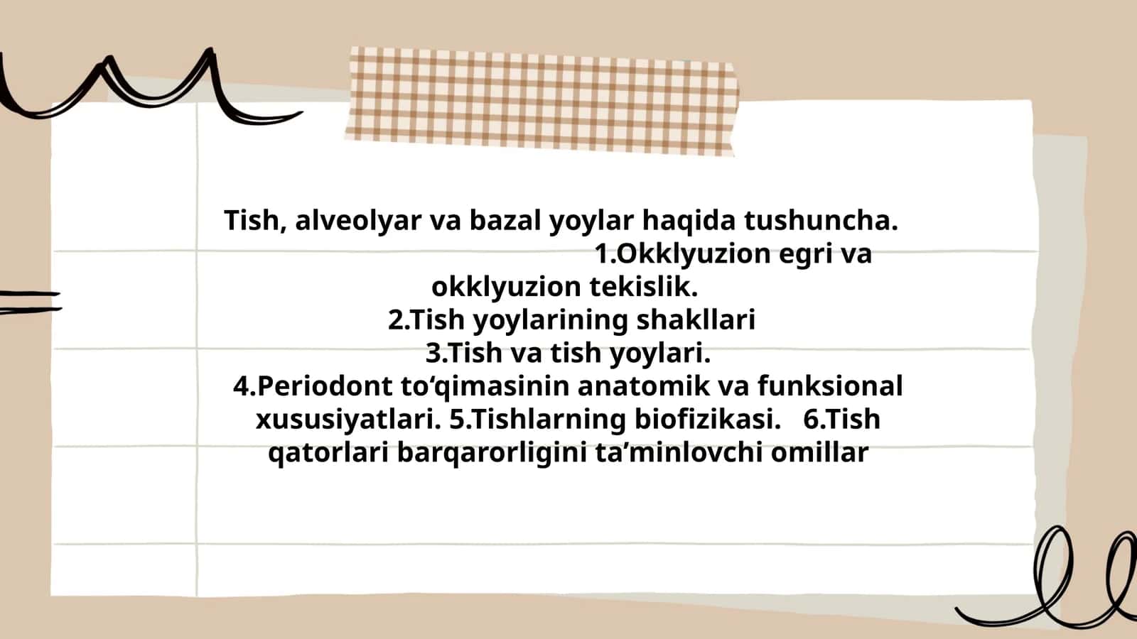 Tish, alveolyar va bazal yoylar haqida tushuncha 1